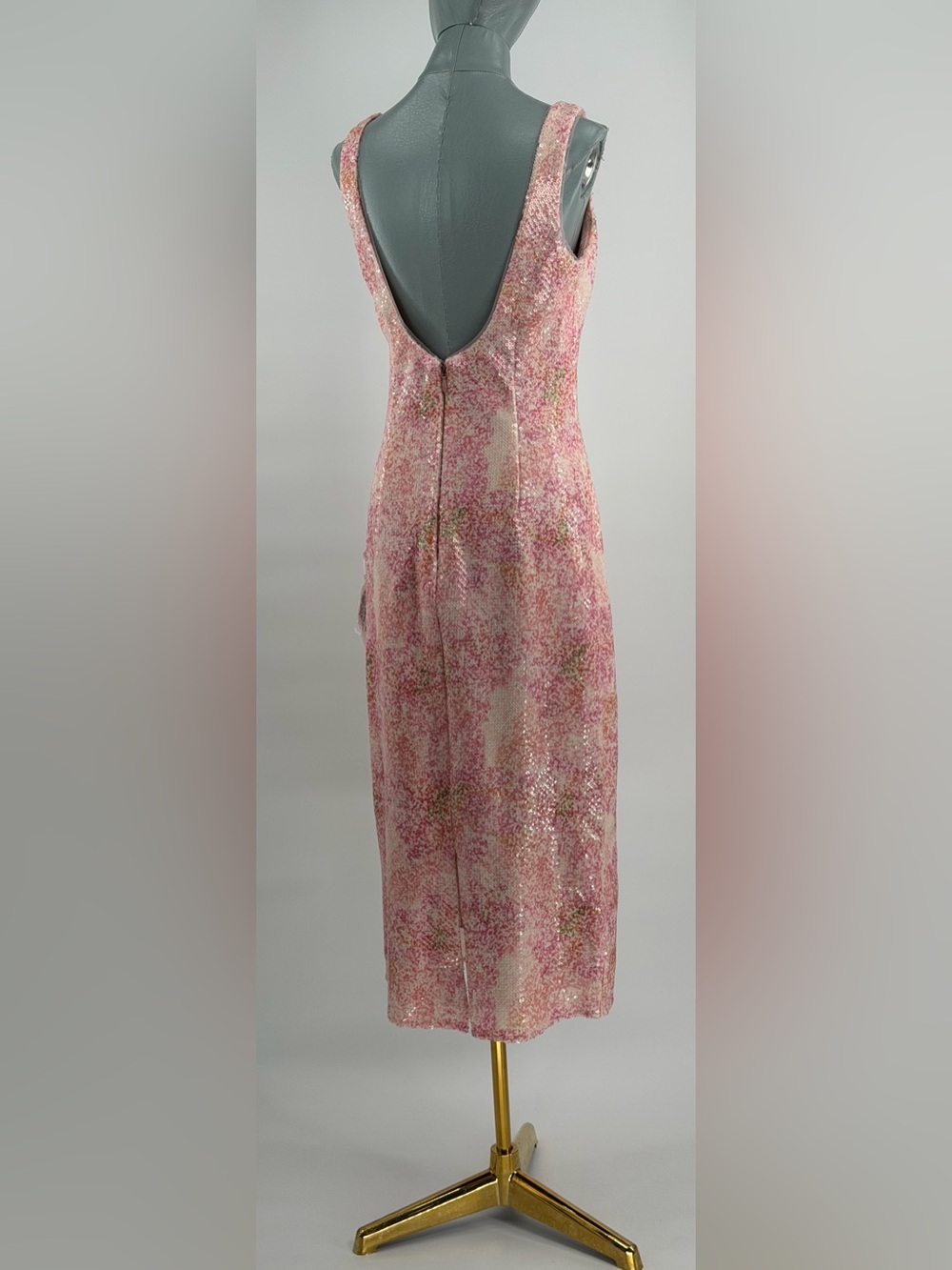 🆕 DRESS THE POPULATION 🧿 NWOT Leo Abstract Floral Sequin Dress, Fuchsia - Sz M - Picture 8 of 14